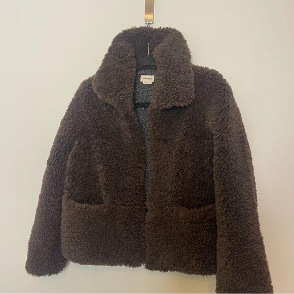 $548 Zadig & Voltaire **NWT w Small Flaw, Fred Soft Curly Sherpa Coat Brown XS - Picture 8 of 15